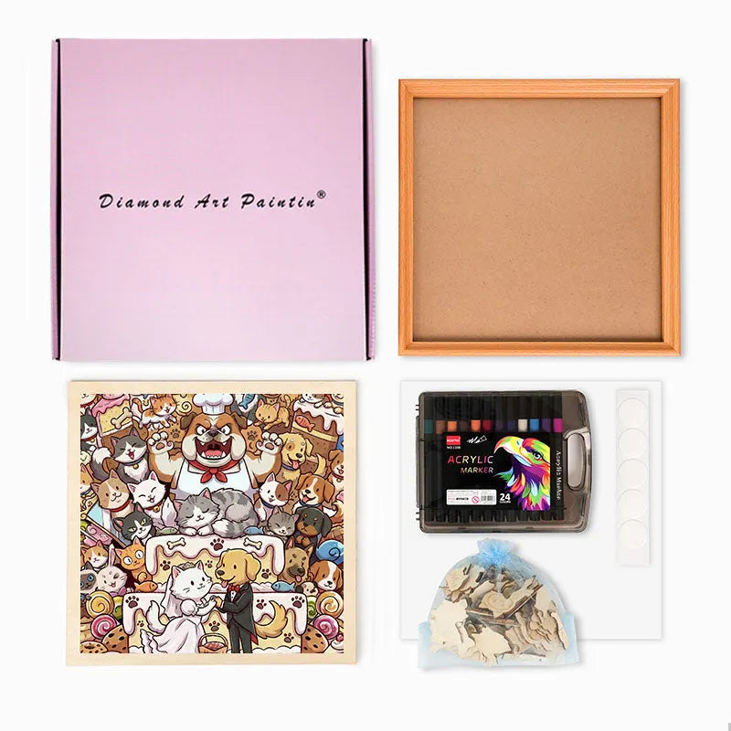 A Purr-fect Wedding - Wooden Coloring Puzzle