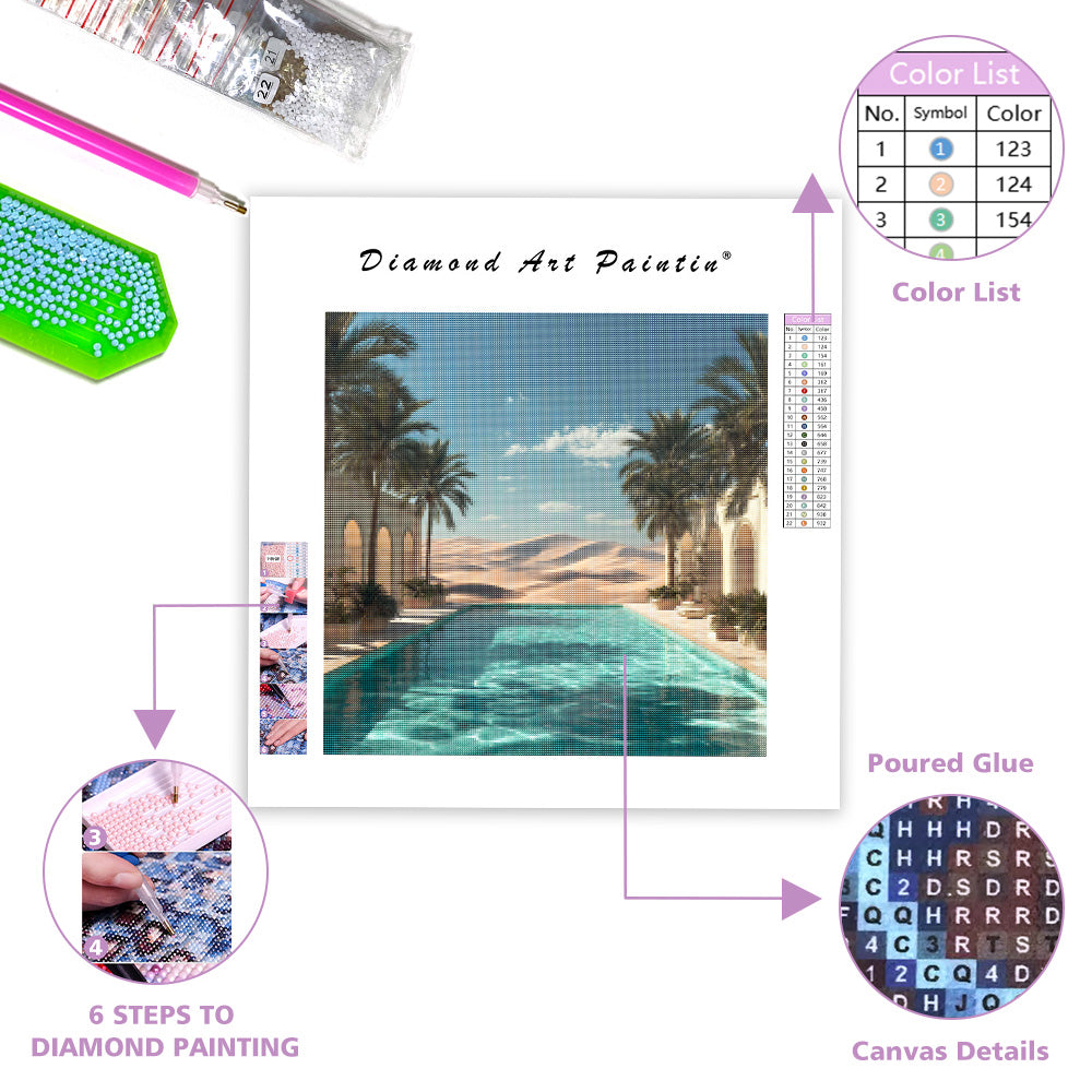Desert Oasis Pool - Diamond Painting