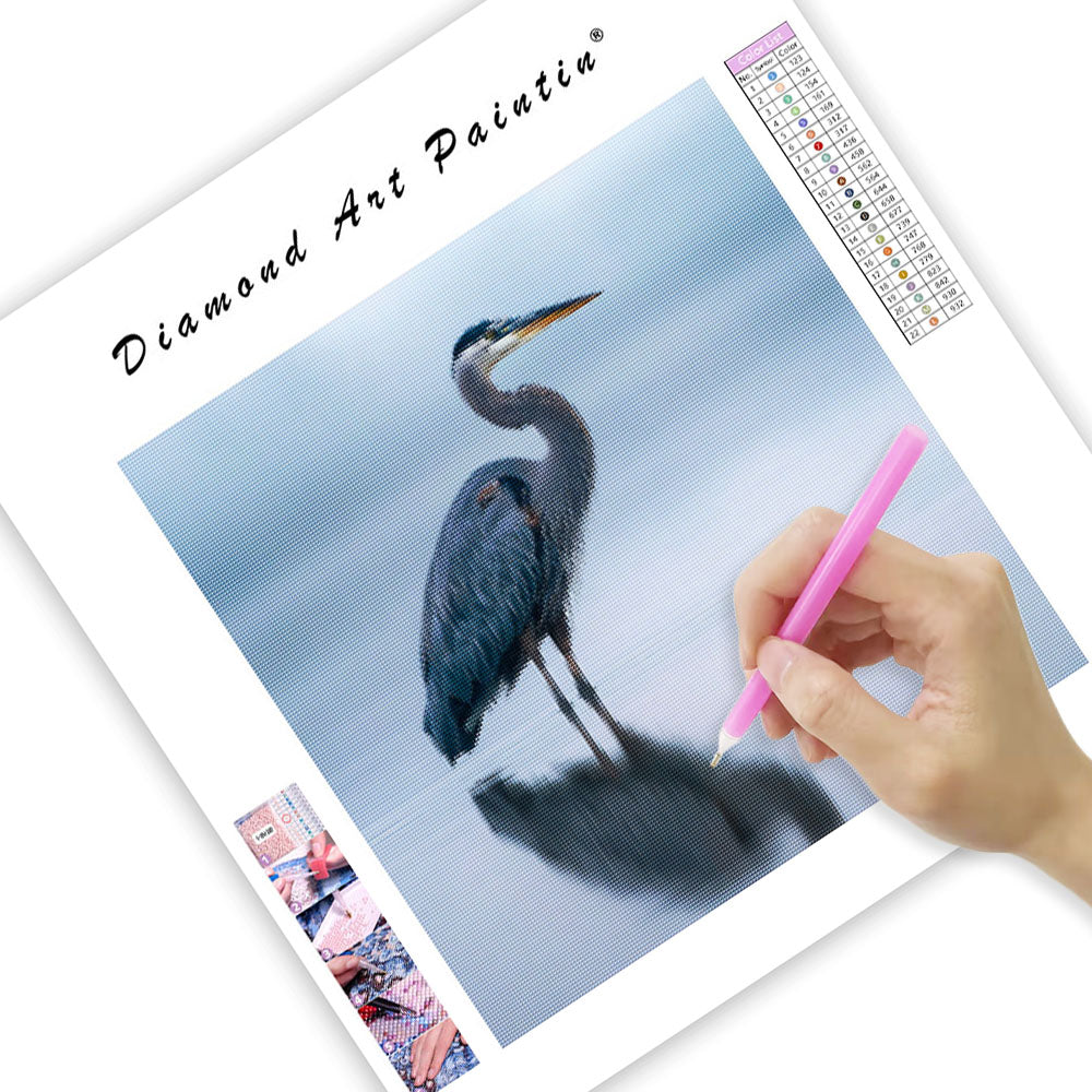 Great Blue Heron Reflection - Diamond Painting