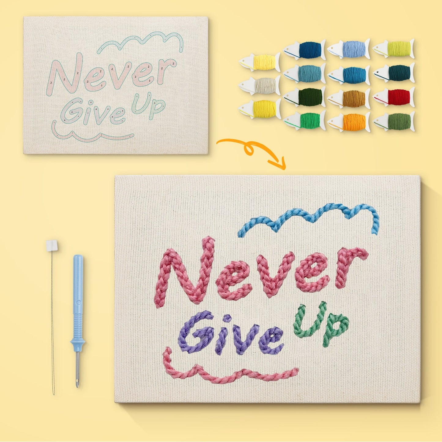 Never Give Up - Punch Needle