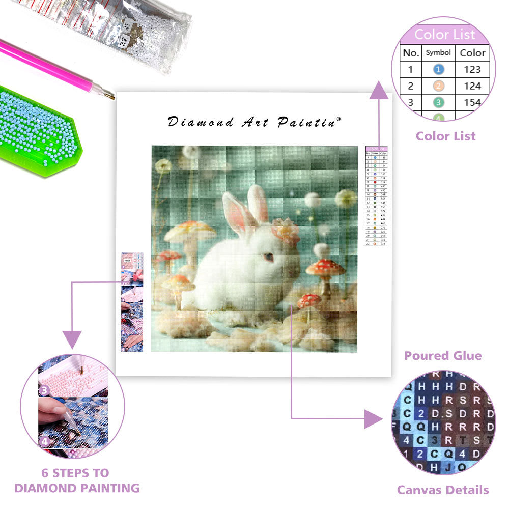 Forest Mushroom Rabbit - Diamond Painting