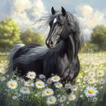 Horse in the Daisy Meadow - Diamond Painting