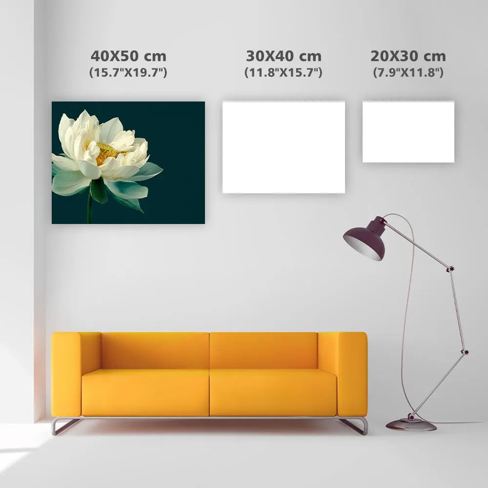 White Lotus on Green Background - Diamond Painting
