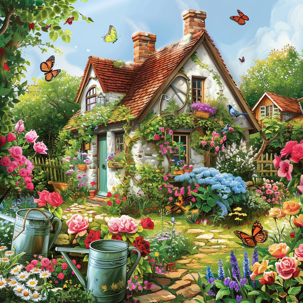 Blooming Garden Cottage - Diamond Painting