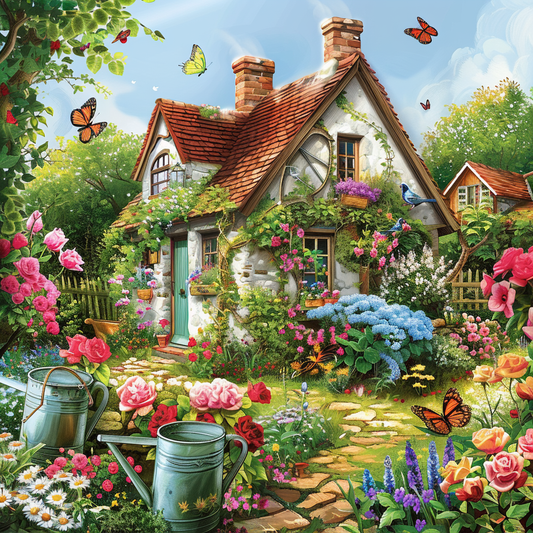 Blooming Garden Cottage - Diamond Painting