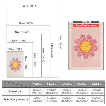 Pink Daisy - Punch Needle