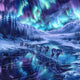 Migrating Wolves in the Aurora - Diamond Painting