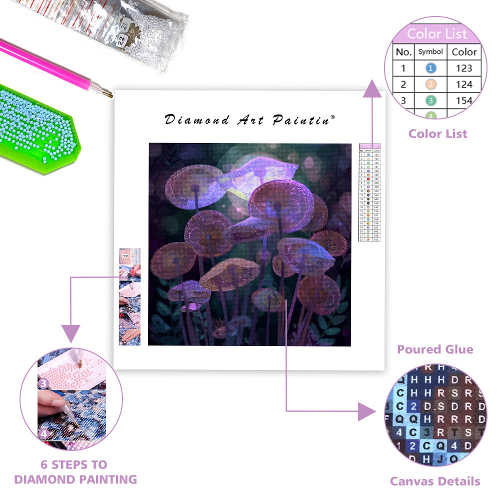 Fairy Ring Glow Mushrooms - Diamond Painting