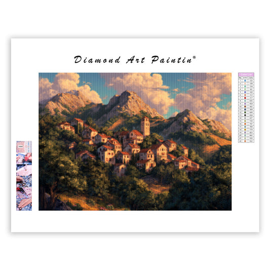 Glimpse of a Mountain Village - Diamond Painting