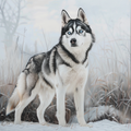 Husky in Snow - Diamond Painting