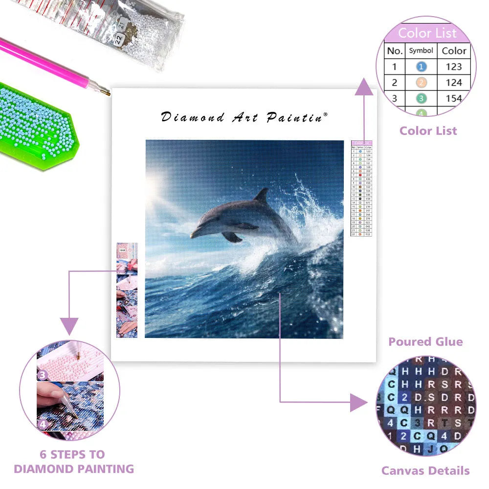 Dolphin Jumping from the Ocean - Diamond Painting