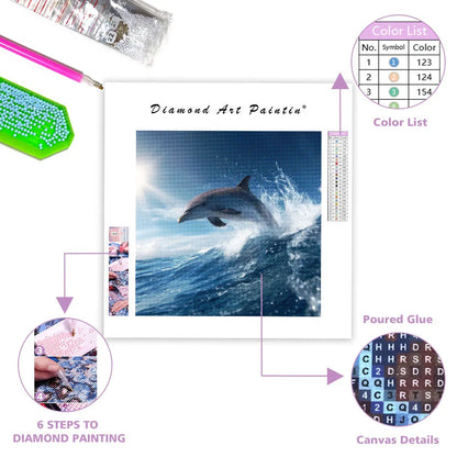 Dolphin Jumping from the Ocean - Diamond Painting