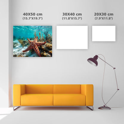 Orange Starfish on Reef - Diamond Painting