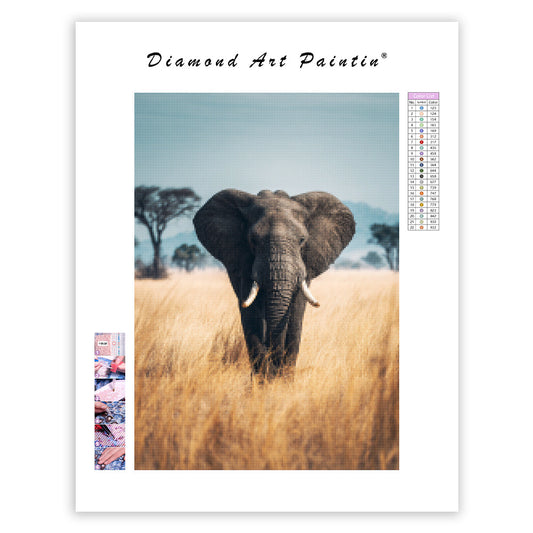 Elephant in the Grasslands - Diamond Painting