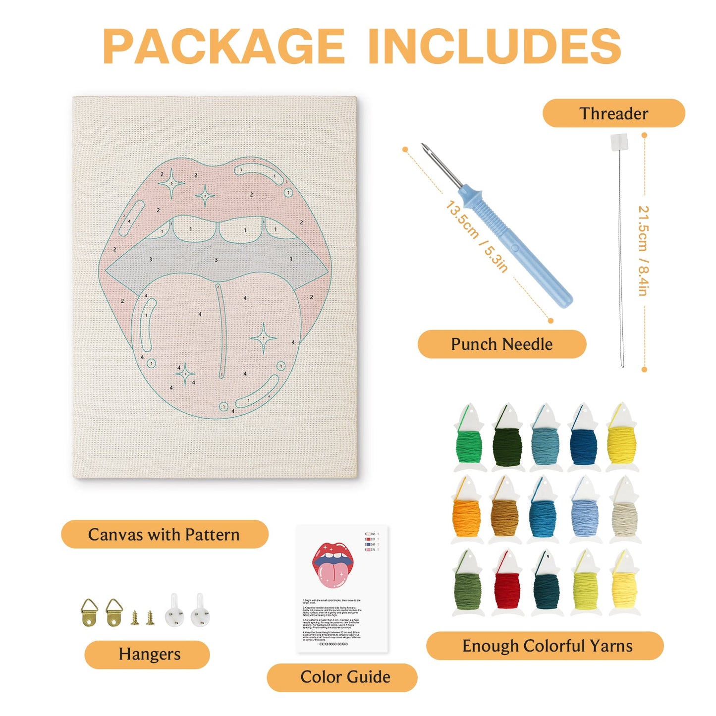 Playful Lips and Tongue - Punch Needle