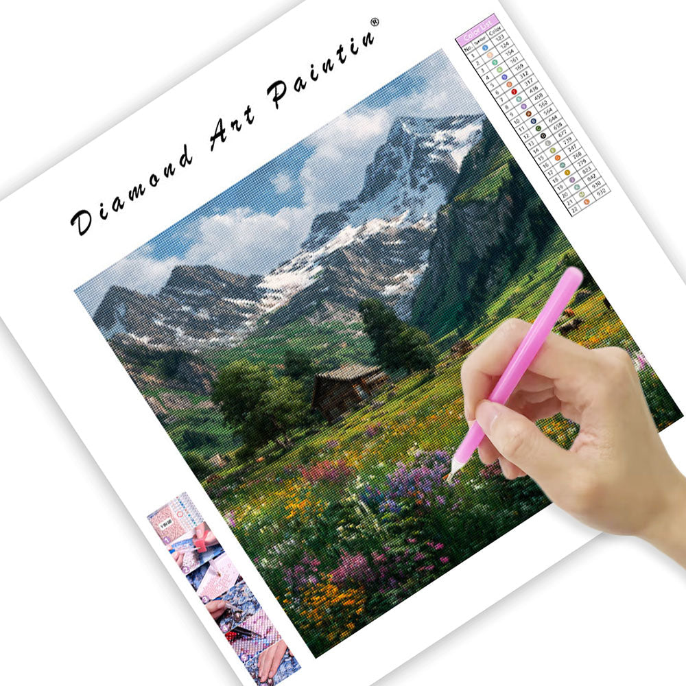 Alpine Meadow with Wildflowers - Diamond Painting