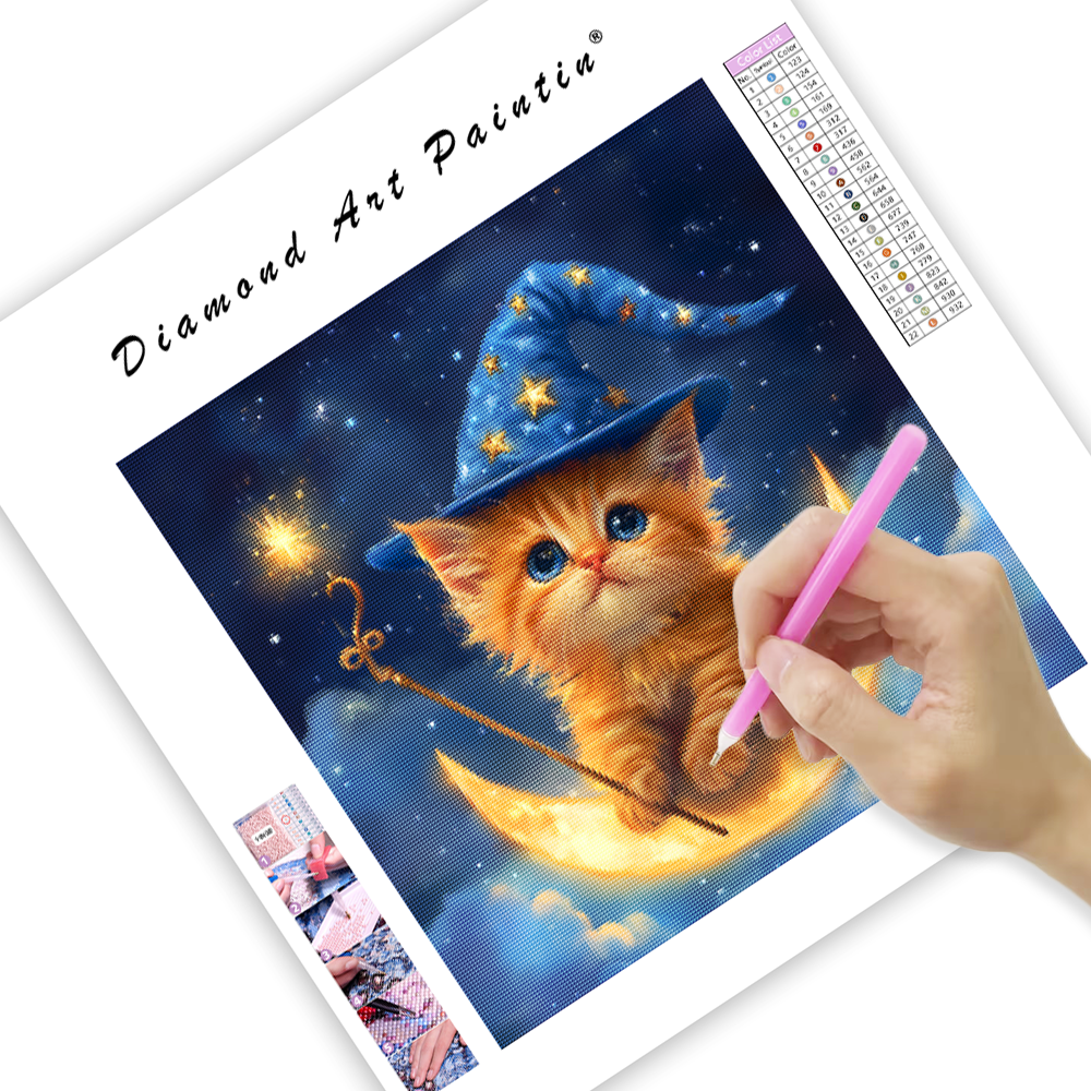 Magical Kitten on Moon - Diamond Painting