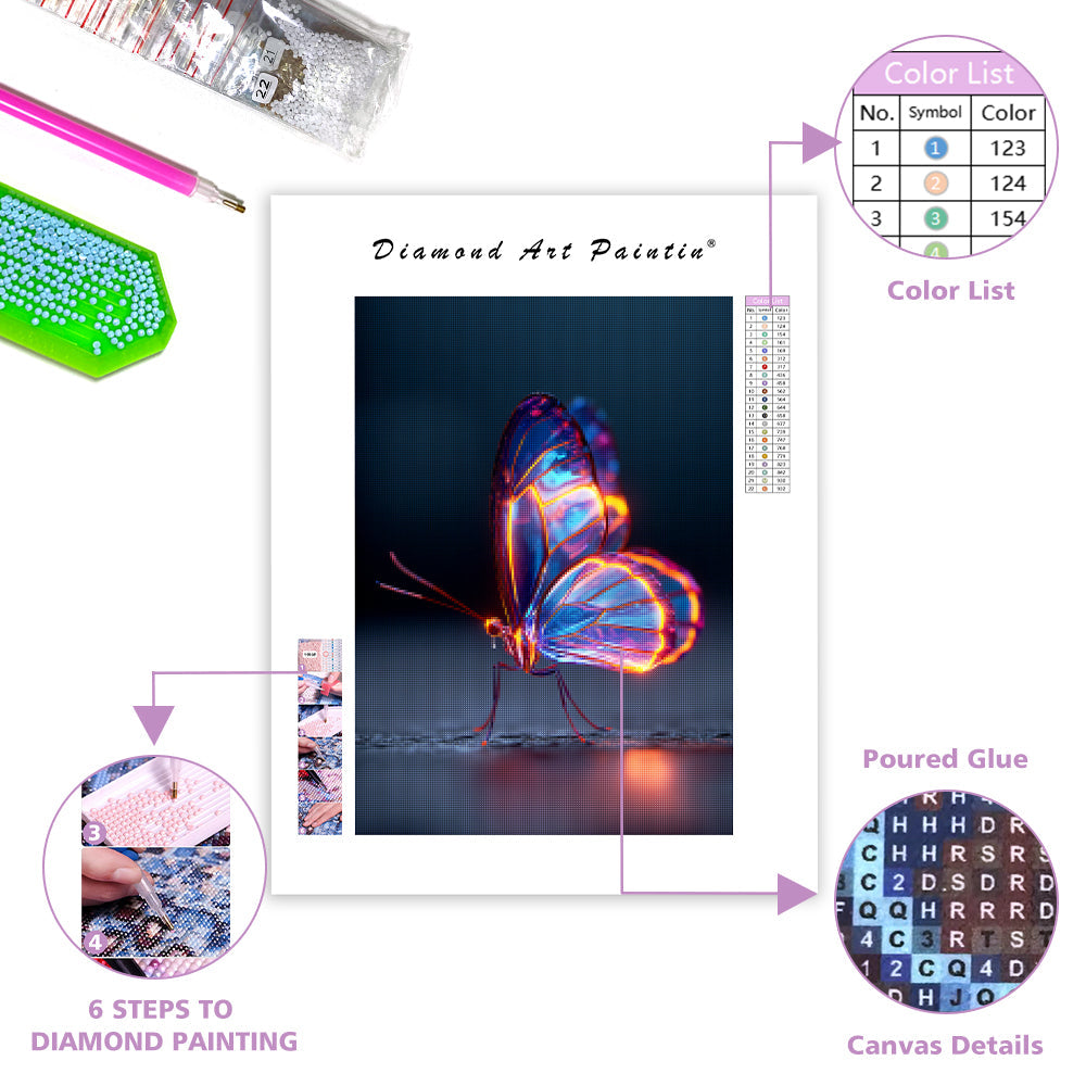 Neon Butterfly Glow - Diamond Painting