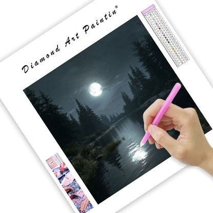 Moonlit Lake - Diamond Painting