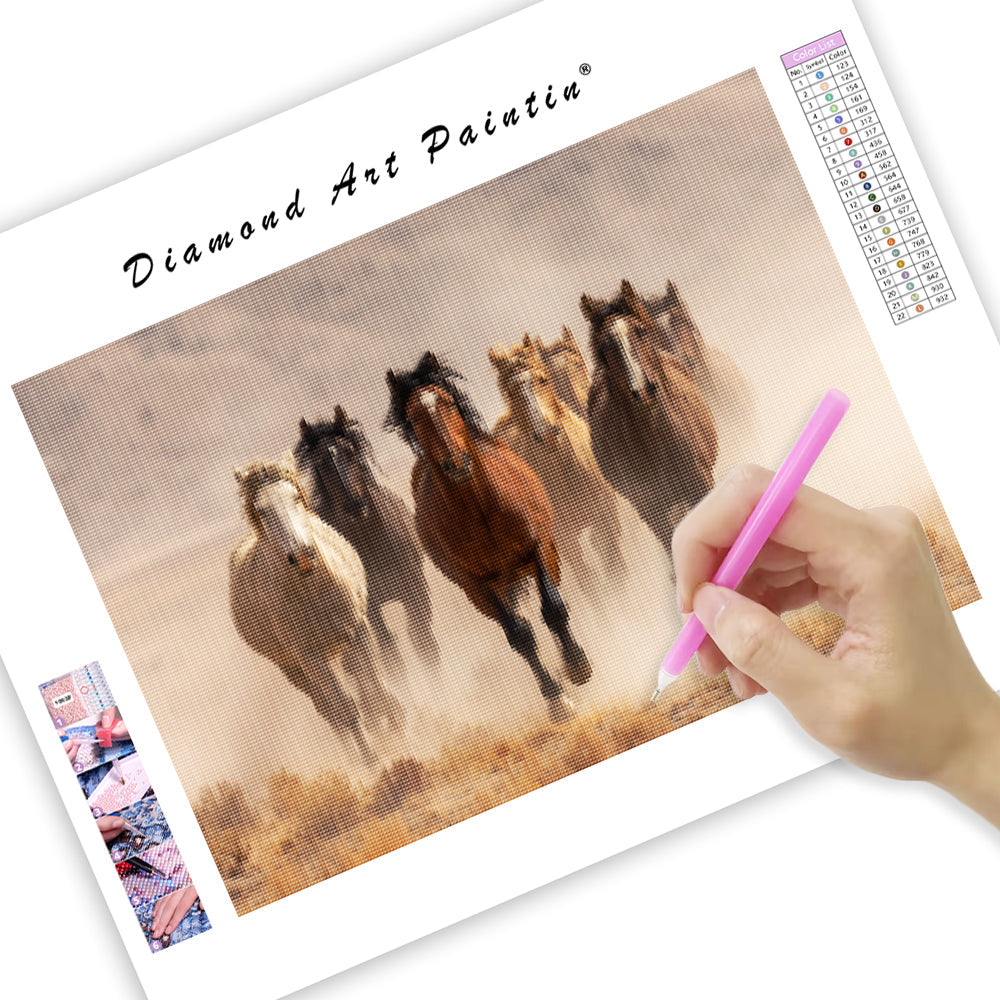 Wild Horses Running - Diamond Painting