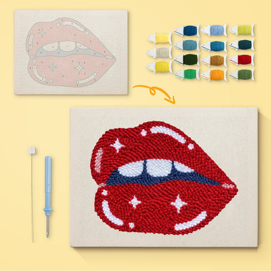 Lips with Tongue - Punch Needle
