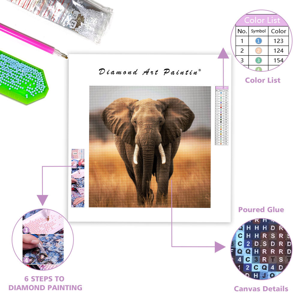 Gentle Elephant Calm - Diamond Painting