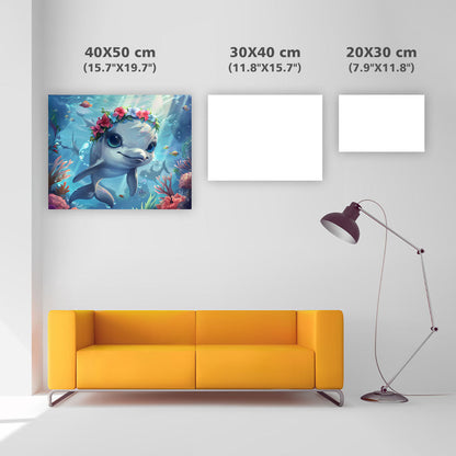 Coral Wreath Dolphin - Diamond Painting
