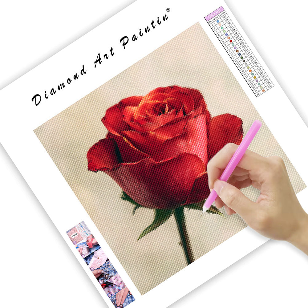 Detailed Red Rose - Diamond Painting