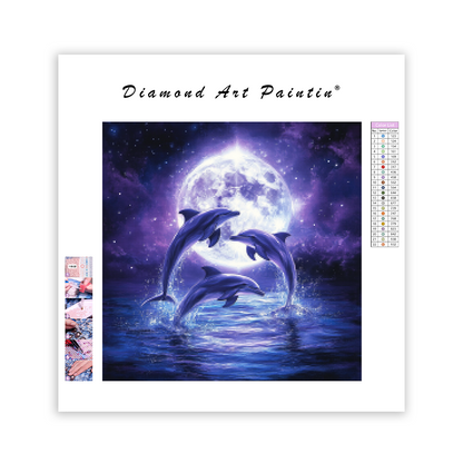 Moonlit Dolphins - Diamond Painting