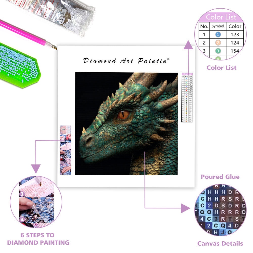 Emerald Dragon Head - Diamond Painting