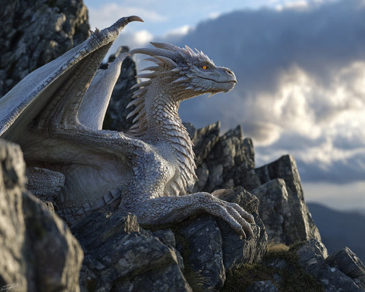Majestic Dragon Perched on a Mountain - Diamond Painting