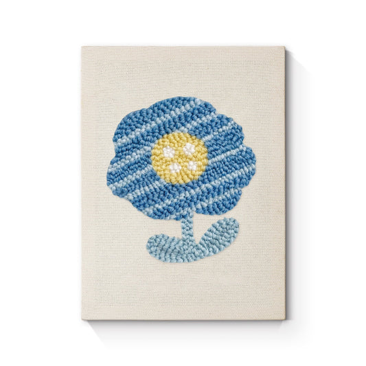 Blue and Yellow Flower with Soft Petals - Punch Needle