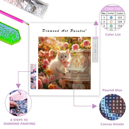 Rose Piano Kitten - Diamond Painting