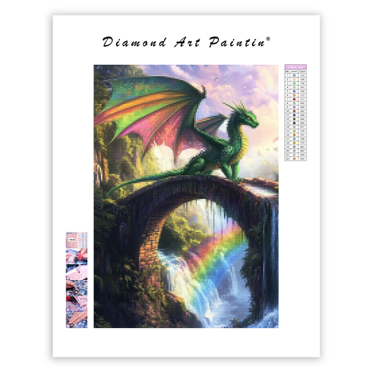 Emerald Dragon on Colorful Rocks – Diamond Painting