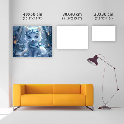 Snowy Flower Fox - Diamond Painting