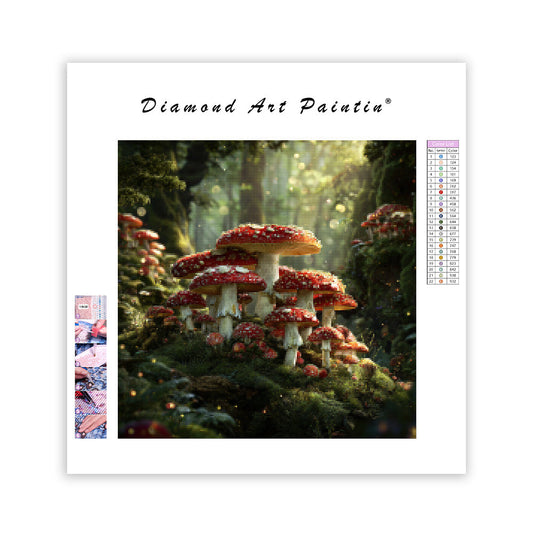 Enchanted Forest Mushroom Circle - Diamond Painting