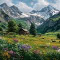 Alpine Meadow with Wildflowers - Diamond Painting