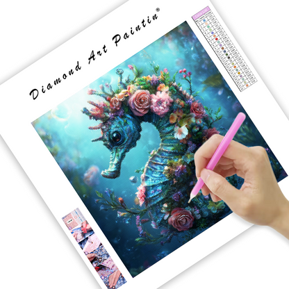Floral Seahorse - Diamond Painting
