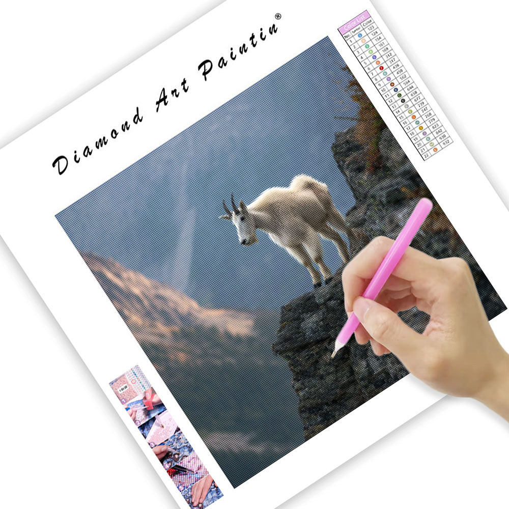 Mountain Goat on Cliff - Diamond Painting