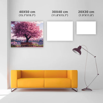 Bench Under the Cherry Blossom - Diamond Painting