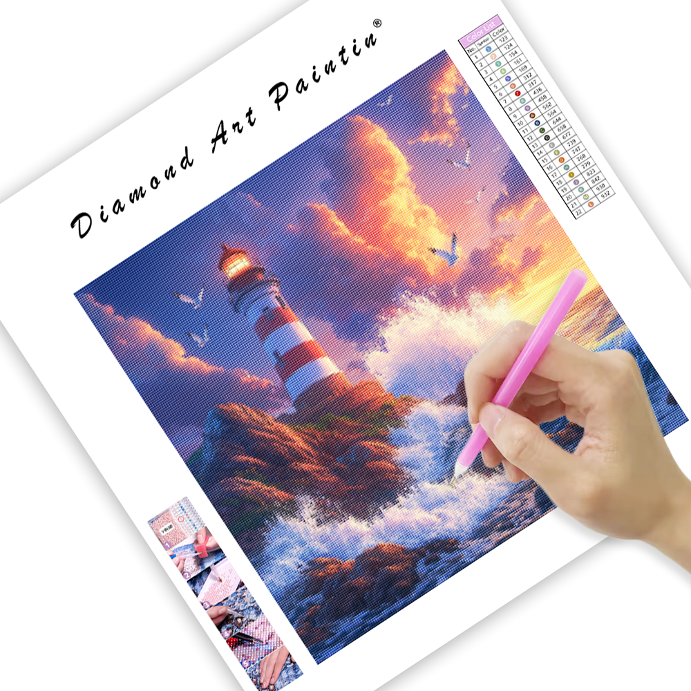 Lighthouse Sunset View - Diamond Painting