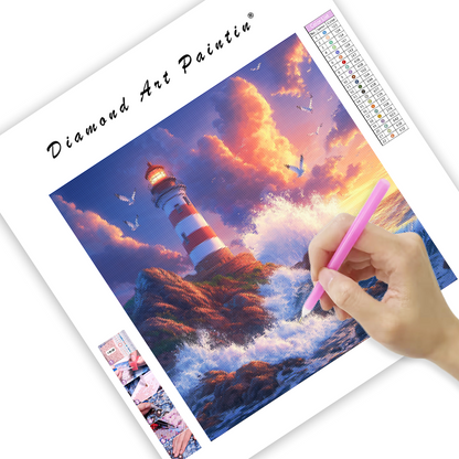 Lighthouse Sunset View - Diamond Painting