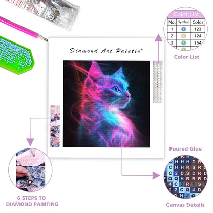Glowing Magical Cat - Diamond Painting