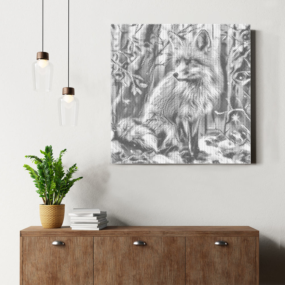 Fox In A Snowy Forest - Dot Painting