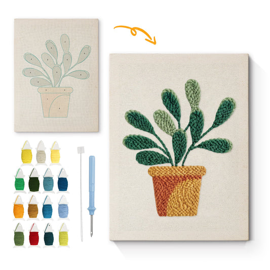 Plant in Pot - Punch Needle