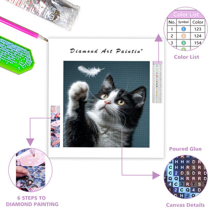 Pouncing on a Feather - Diamond Painting