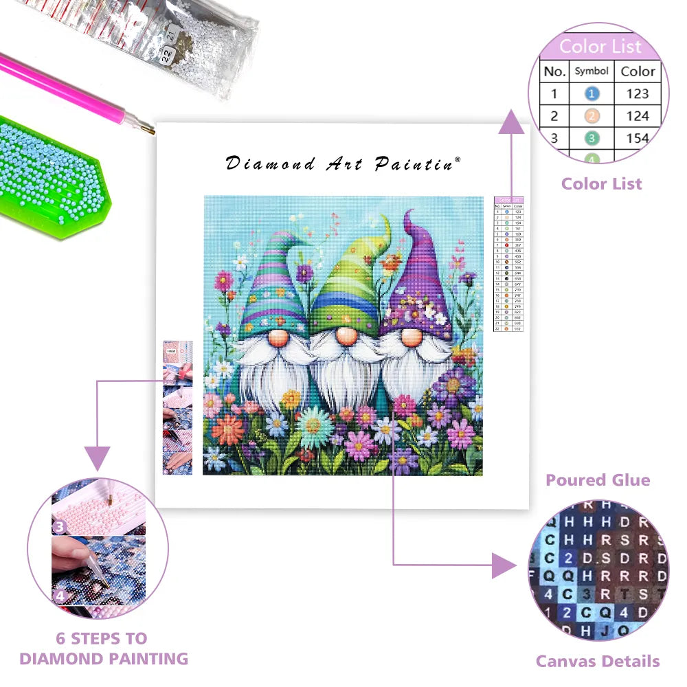 Flower Gnomes - Diamond Painting