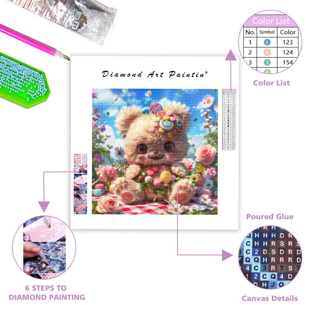 Candy Flower Bear - Diamond Painting