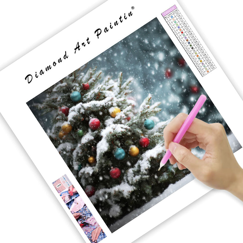 Snow-covered Christmas Tree - Diamond Painting