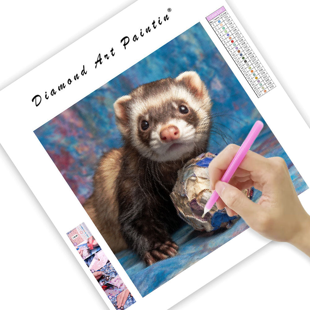 Ferret Playing - Diamond Painting